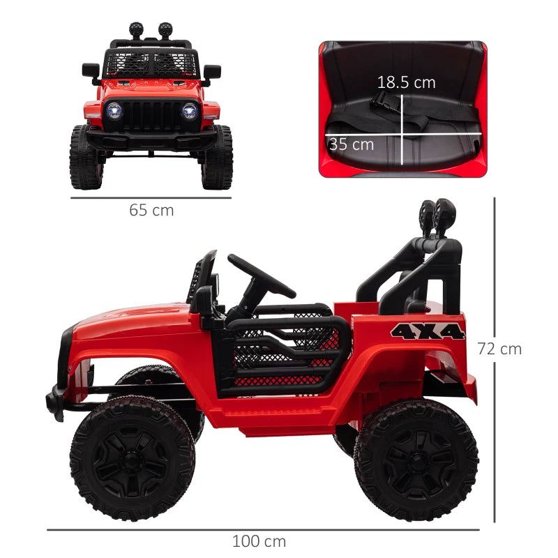 Red Off-Road Electric Ride-On Car for Kids 3-6 Years - Remote Control, Lights, Horn