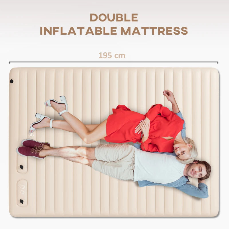 Double White Inflatable Mattress with Built-In Pump