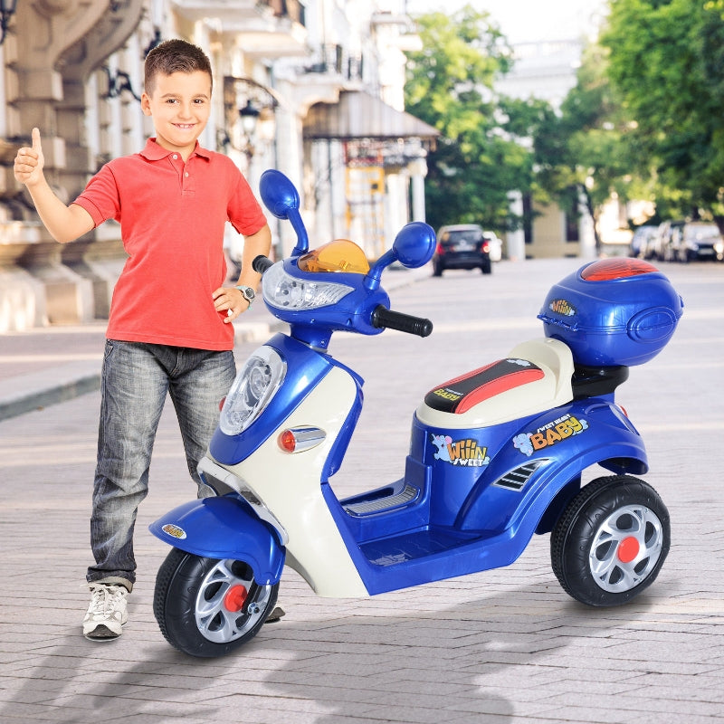 Blue Kids Electric Ride-On Motorbike with Headlight and Music