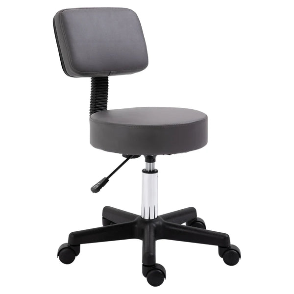 Grey Swivel Salon Chair with Adjustable Height and Wheels