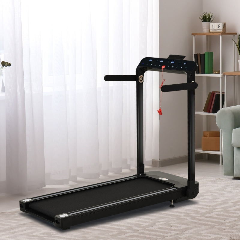 Compact Black Folding Treadmill, 1.85HP, 12KM/H Speed, LED Display