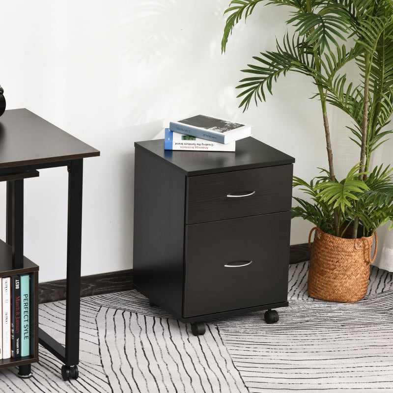 Black 2-Drawer Mobile Filing Cabinet for Home Office