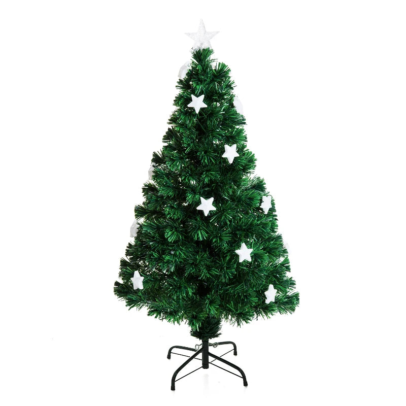 4FT Green Fibre Optic Christmas Tree with LED Star Lights