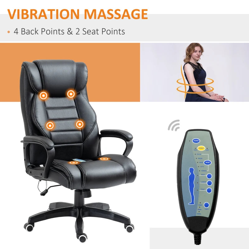 Black High Back Executive Office Chair with Vibration Massage