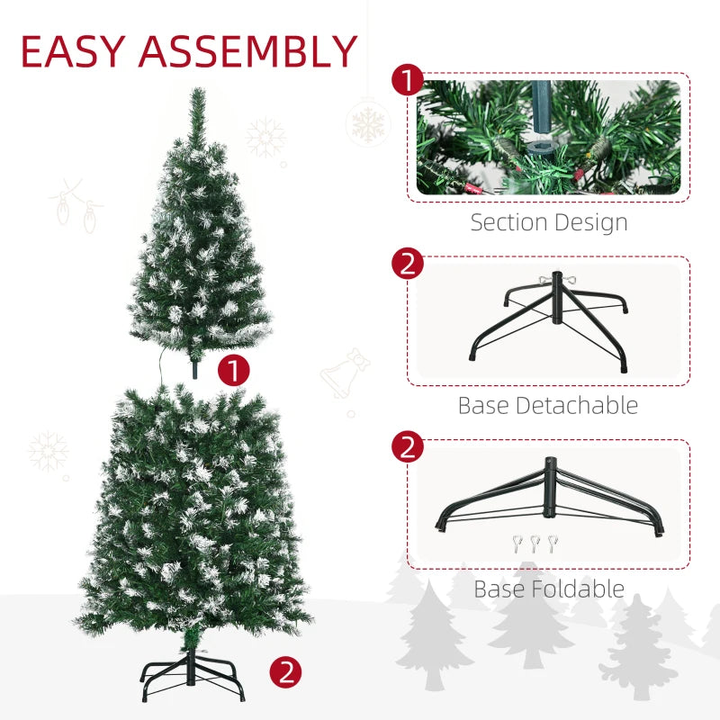 5FT Tall Pre-lit Slim Green Christmas Tree with 250 LED Lights