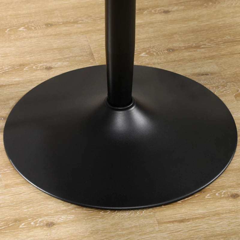 Black Small Round Dining Table with Steel Base - Compact Size for Kitchen
