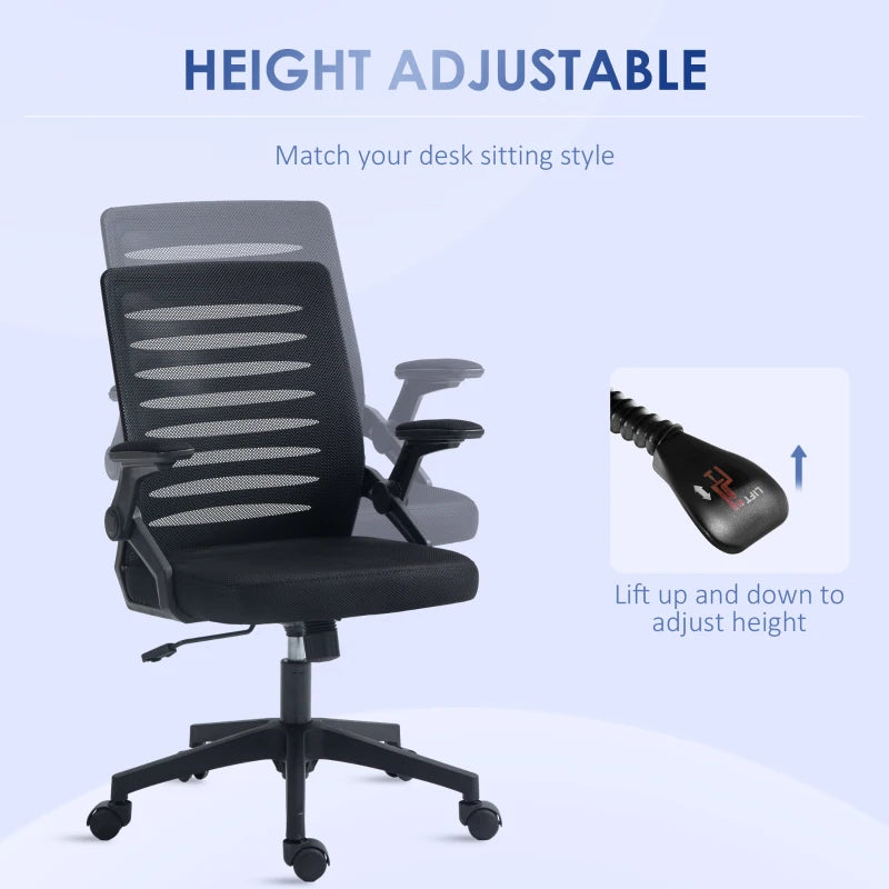 Black Mesh Back Adjustable Height Work Chair - Vinsetto 44-53.5cm