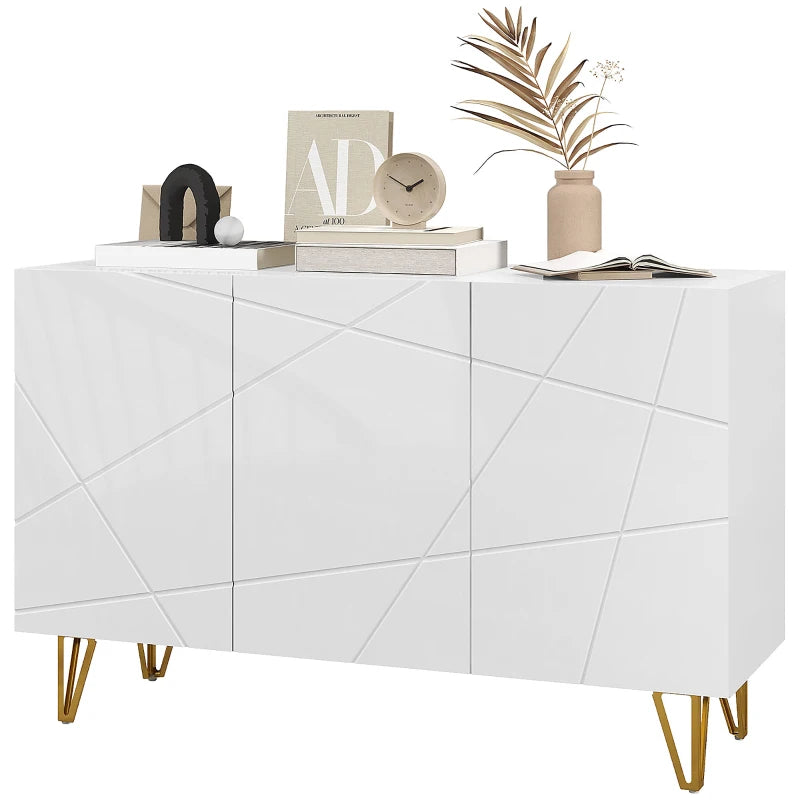 White High Gloss Sideboard with Hairpin Legs