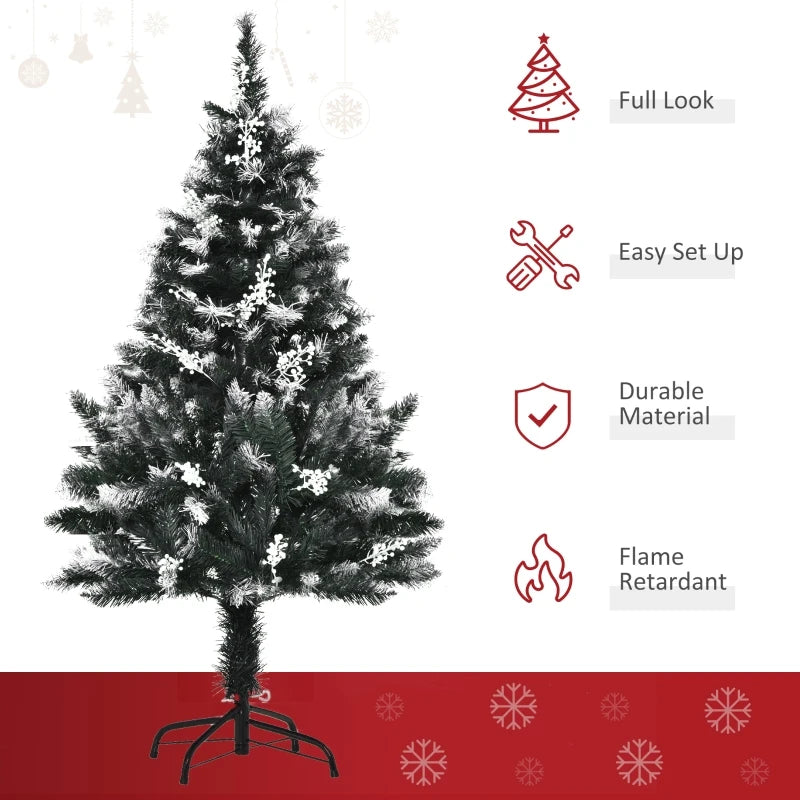 4FT Snow-Dipped Christmas Tree | White Berries & Star Topper | Indoor Xmas Decor