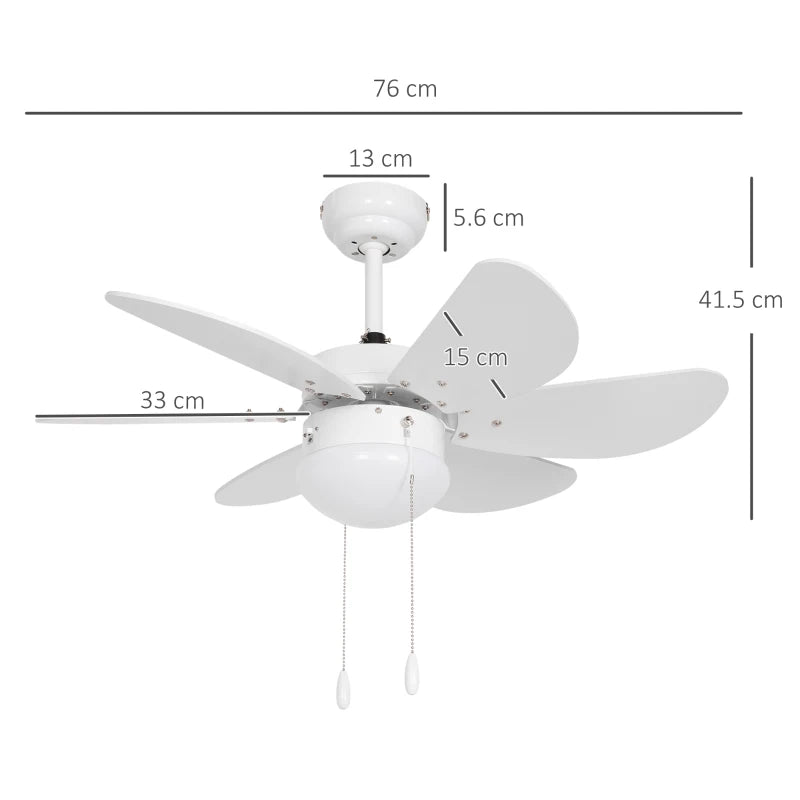 White Flush Mount Ceiling Fan with LED Light and Reversible Blades