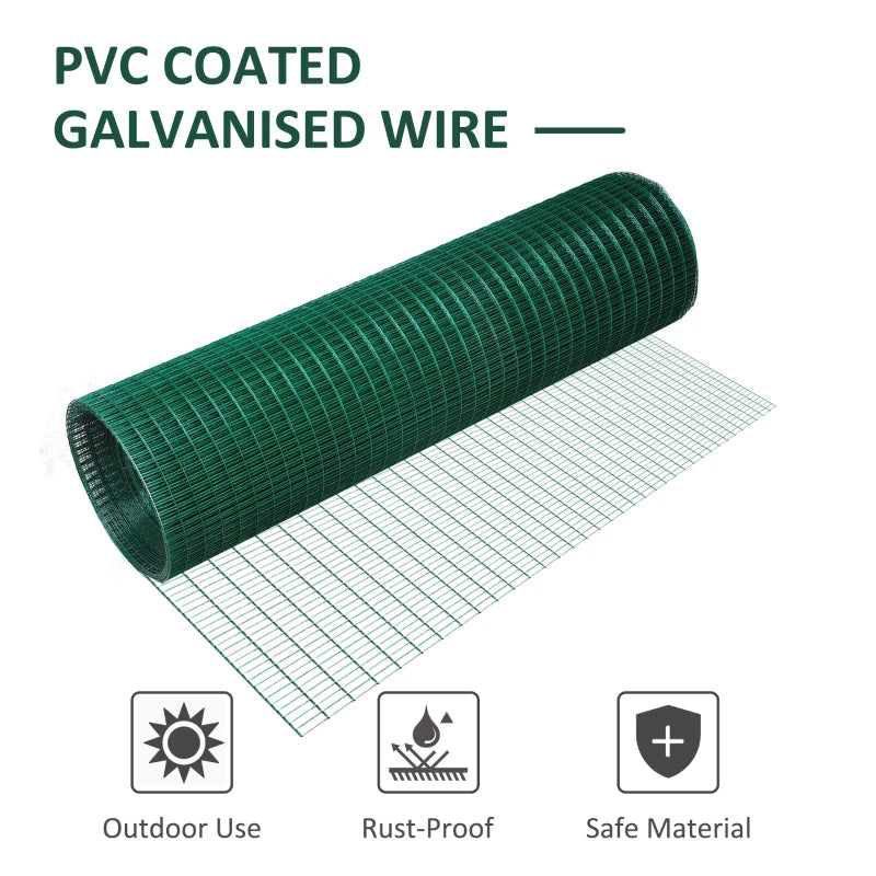 Dark Green PVC Coated Wire Mesh Fencing - 30m Length