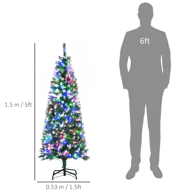 5FT Tall Pre-lit Slim Green Christmas Tree with 250 LED Lights