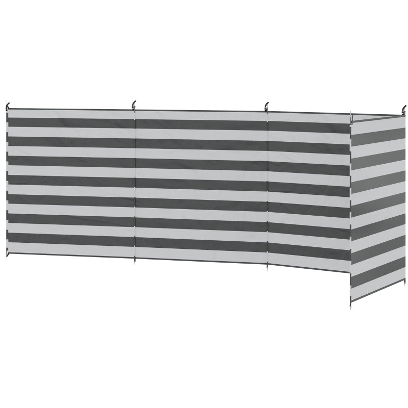 Portable Grey & White Camping Windbreak with Carry Bag - 540cm x 150cm