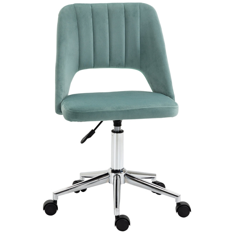 Green Velvet Swivel Office Chair for Home Study