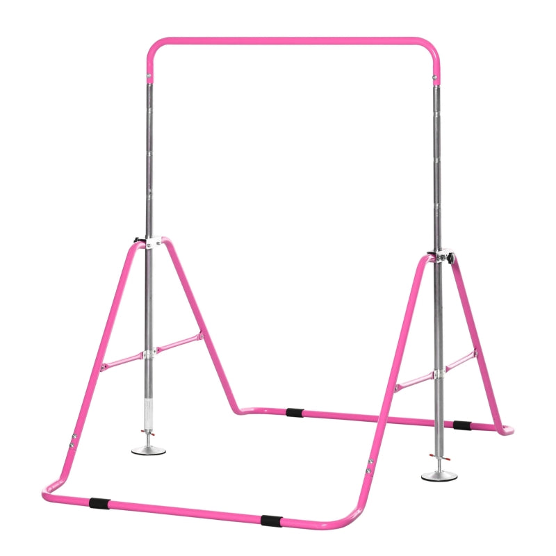 Foldable Pink Kids Gymnastics Training Bar with Adjustable Height