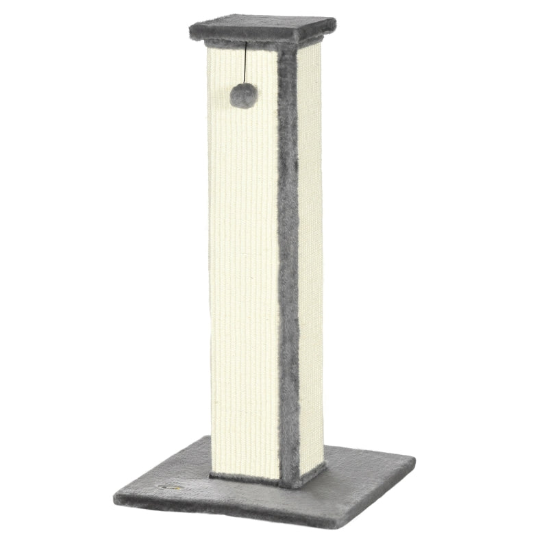 Grey 81cm Vertical Cat Scratcher with Sisal Rope and Plush Ball