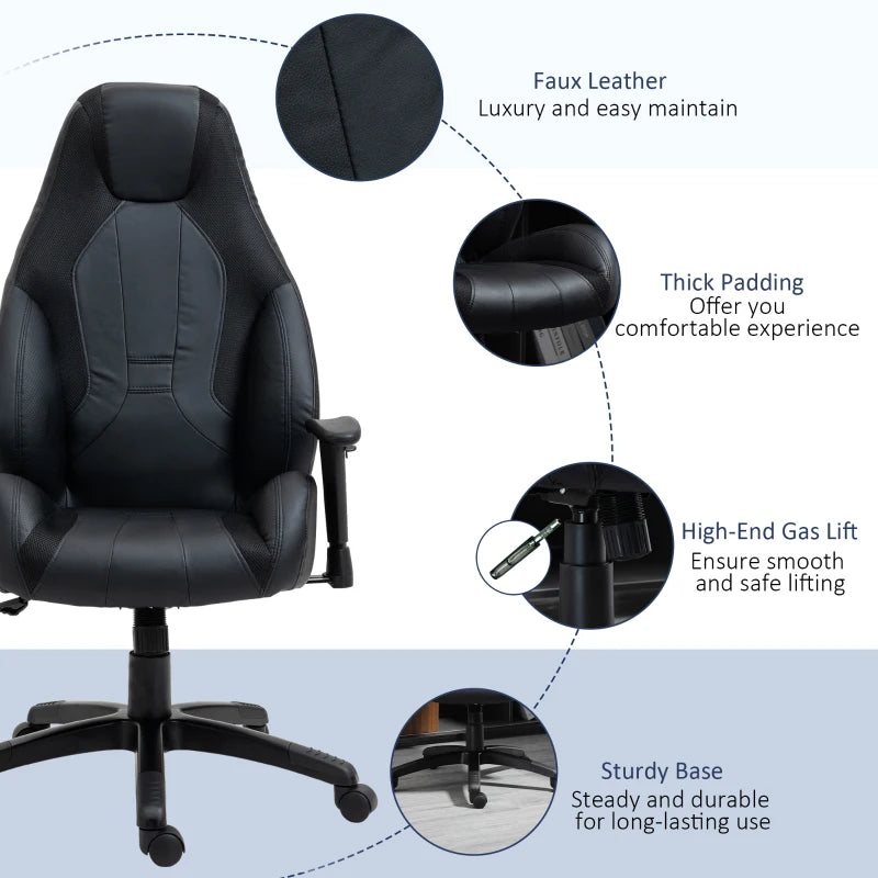 Black Mesh Racing Gaming Chair with High Back & Swivel Wheels