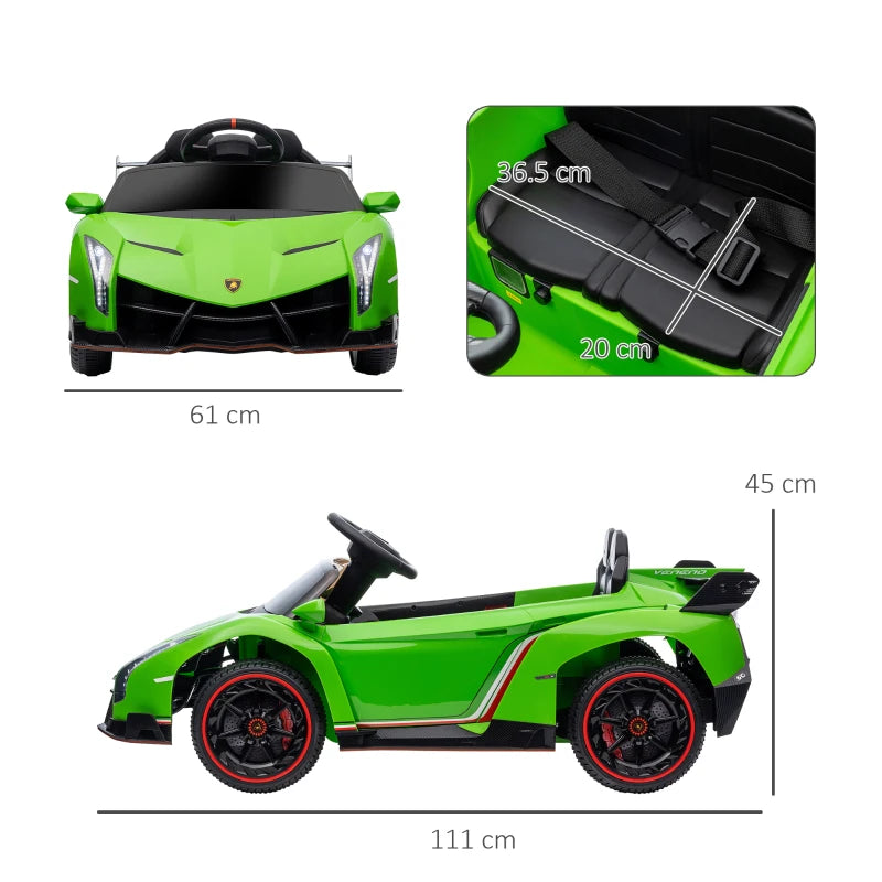Green Licensed Electric Ride-On Car with Remote Control and Music