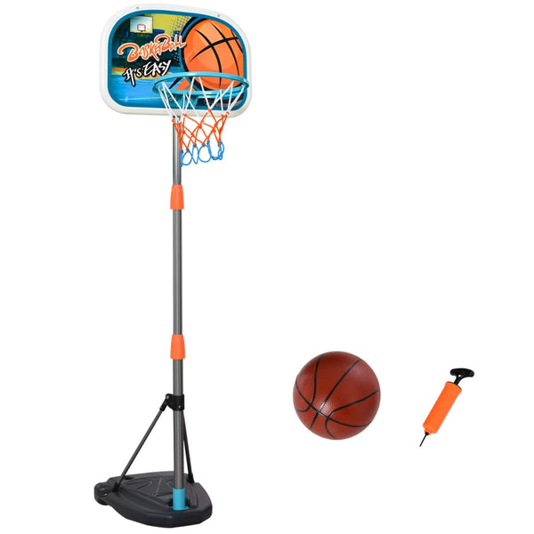 Blue Adjustable Kids Basketball Hoop Set with Ball