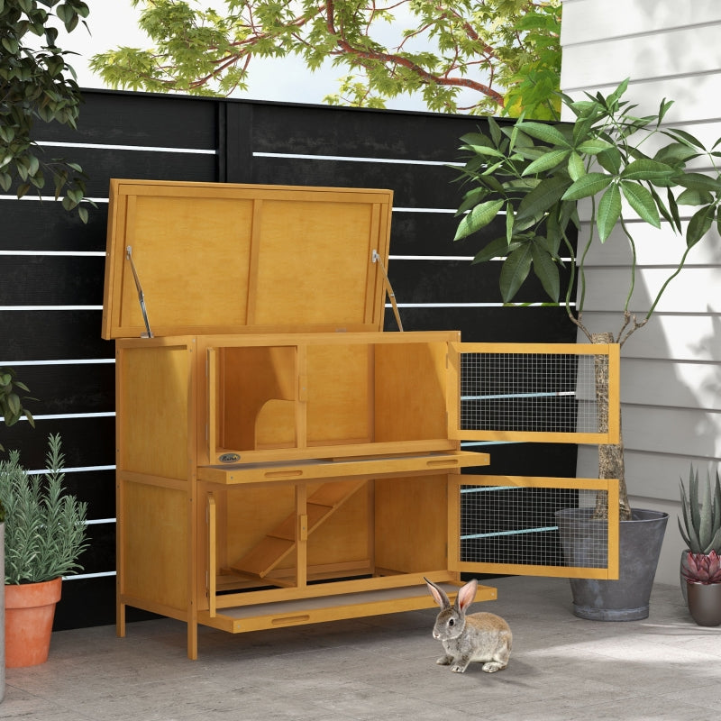 Yellow Double Decker Pet Cage with Sliding Tray, 100 x 47 x 91cm