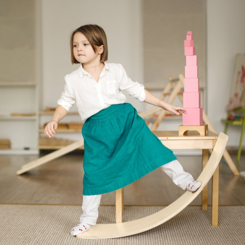 Wooden Balance Board with Ropes - Full Body Workout for Kids and Adults (Natural Wood)