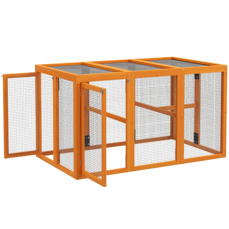 Orange Wooden Chicken Coop with Combinable Design, 80x140x84.5cm