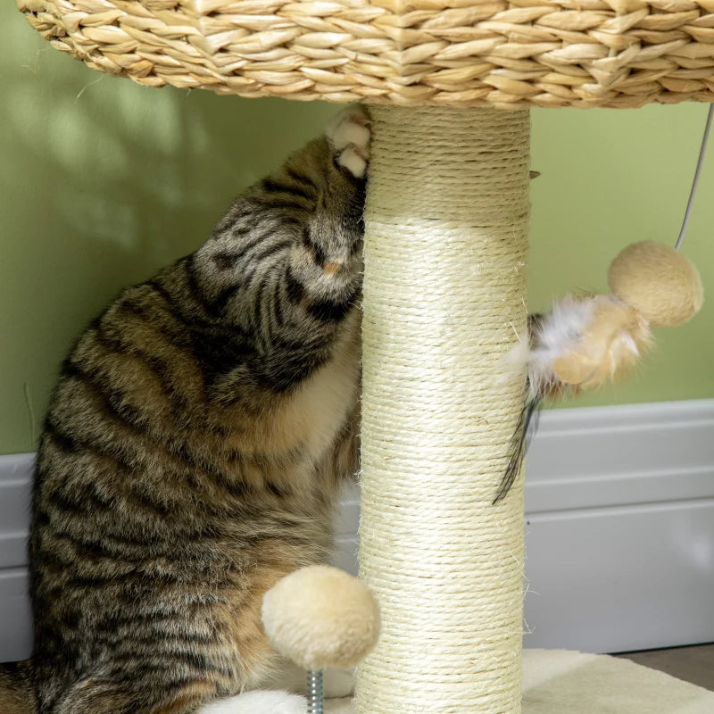 51cm Cat Tree Tower with Sisal Scratching Post & Top Bed - Grey