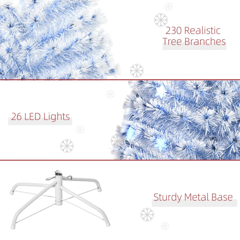 6ft Pre-Lit White Blue Fibre Optic Christmas Tree with LED Lights