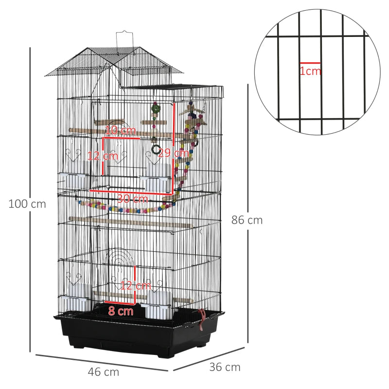 Compact Bird Cage Kit for Small Birds - Complete Set with Accessories and Toys