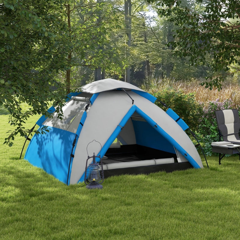 Blue Two-Person Camping Tent with Accessories