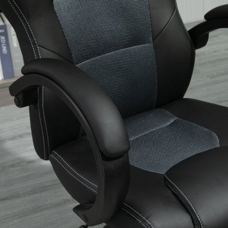 Black High-Back Faux Leather Office Chair with Wheels