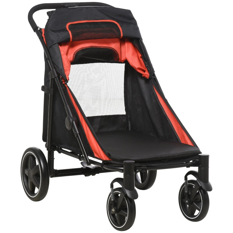 Red Foldable Pet Stroller for Medium and Large Dogs