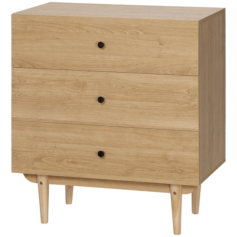 3-Drawer Storage Cabinet in Oak for Bedroom & Living Room