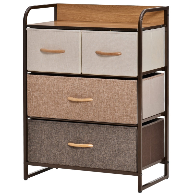 Steel Frame Folding Storage Tower Dresser with Wood Top - Grey