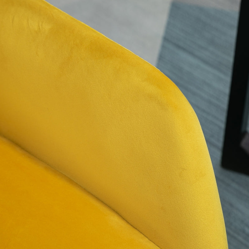 Yellow Velvet Accent Chairs, Set of 2 - Modern Armchairs for Living Room & Bedroom