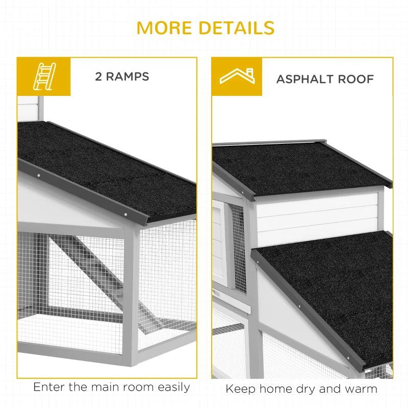 Large Outdoor Rabbit Hutch with Run and Ramp - Light Grey