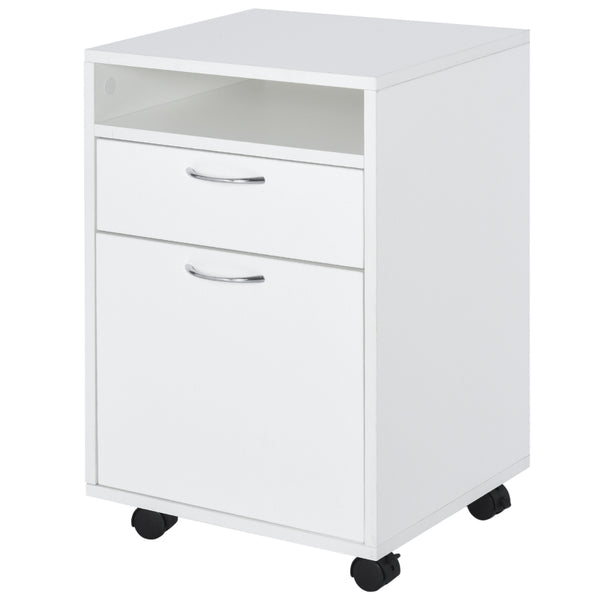 White 60cm Storage Cabinet with Drawer and Open Shelf
