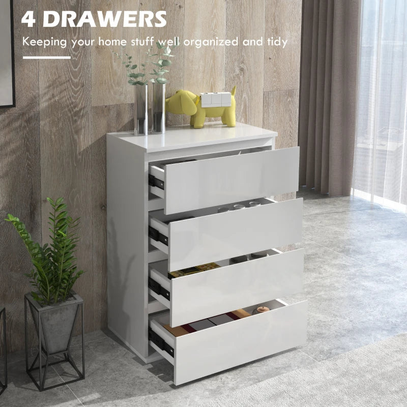 Modern White 4-Drawer Chest of Drawers for Bedroom Storage