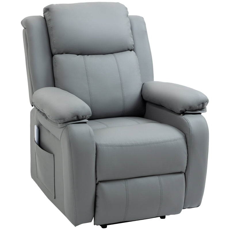 Grey Electric Power Lift Recliner Chair with Vibration Massage and Remote Control