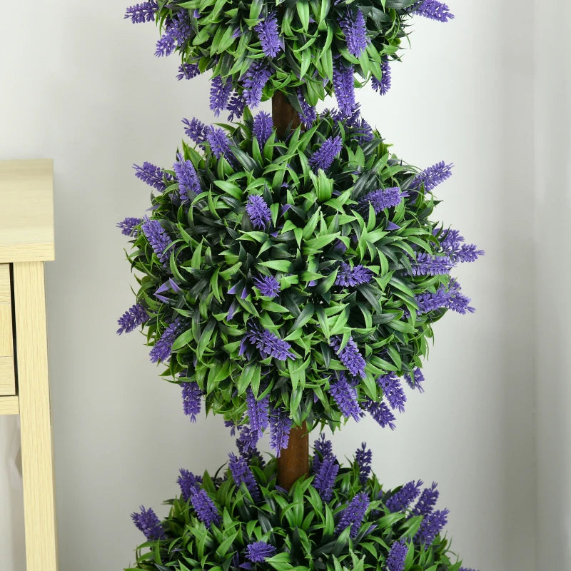 Set of 2 Lavender Flower Ball Trees with Pot, Indoor Outdoor Decor, 110cm