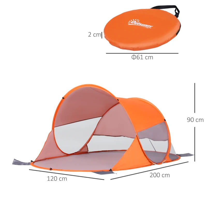 Orange Fibreglass Frame 2-Person Pop-Up Camping Tent