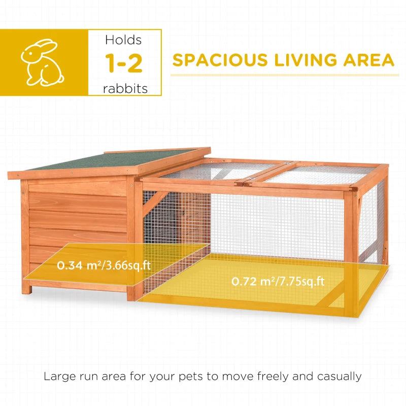 Orange Outdoor Small Animal Hutch with Run and Openable Roof 125.5 x 100 x 49cm