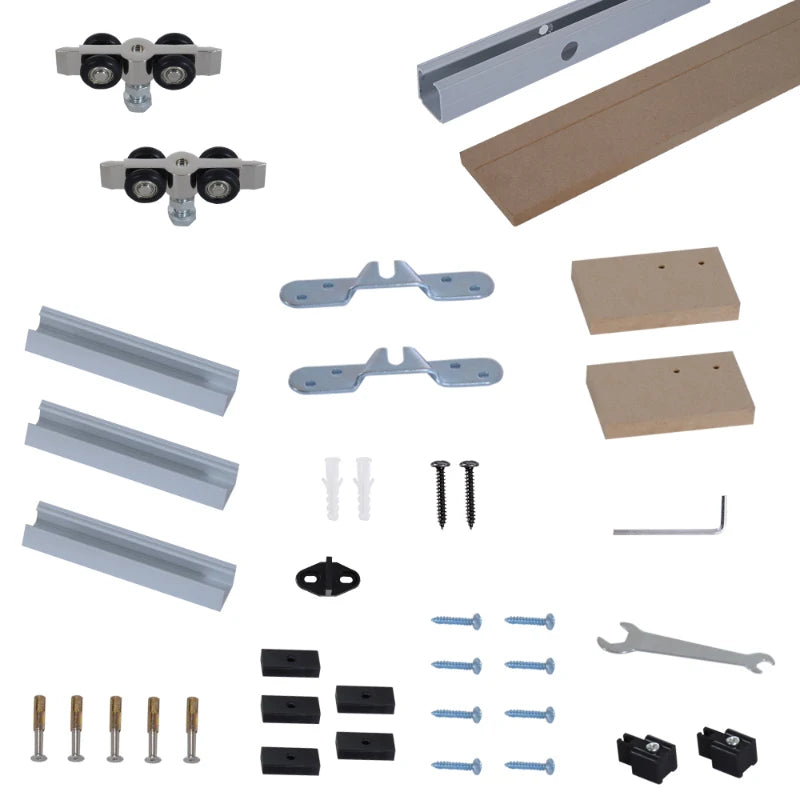 6.5FT Modern Sliding Barn Door Hardware Kit - Silver