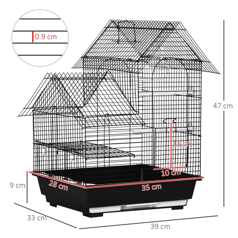 Metal Bird Cage for Finch and Canary - Blue, 39 x 33 x 47cm