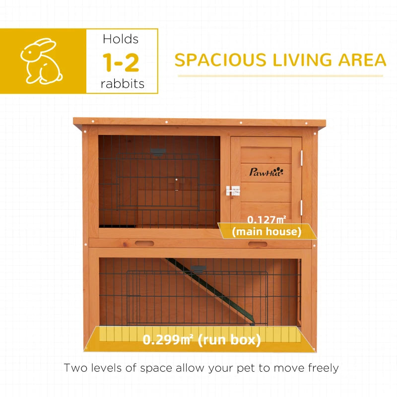 Orange Antiseptic Wood Rabbit Hutch with Run - 80cm