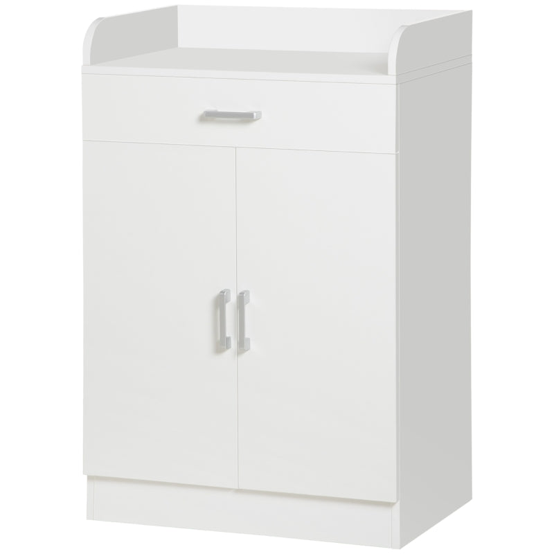 White Modern Storage Cabinet with Drawer and Shelf