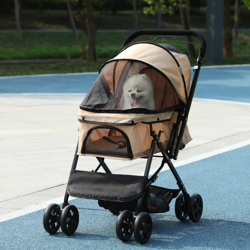 Foldable Pet Stroller with Reversible Handle - Blue