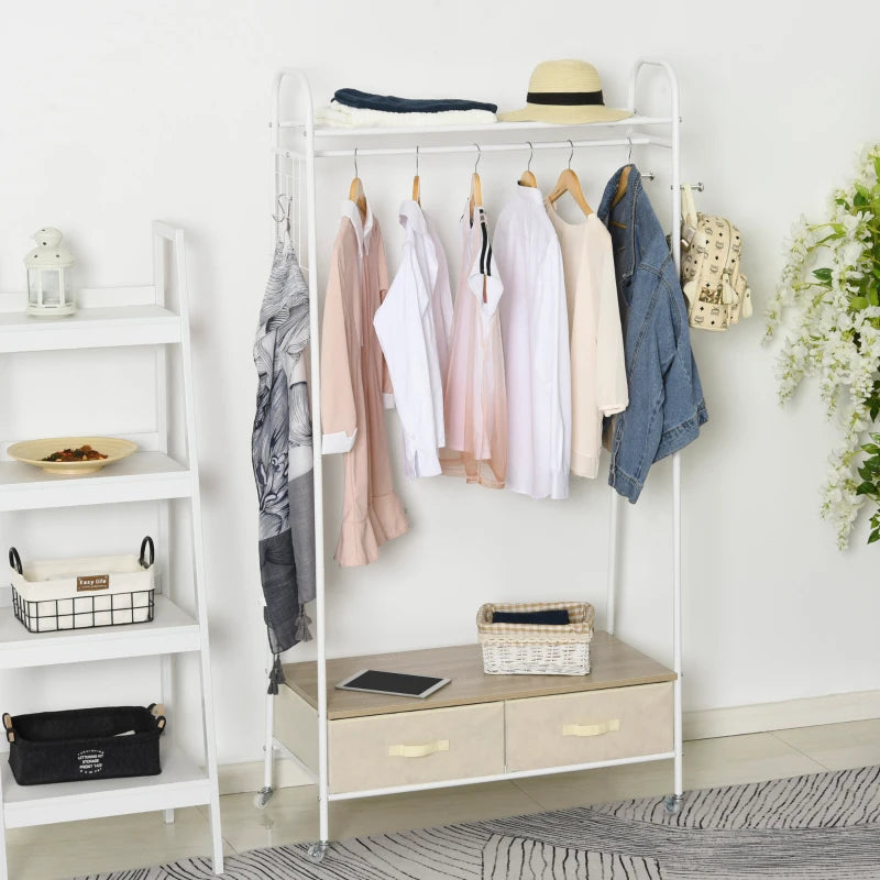 Black Entryway Coat Rack with Storage Drawers