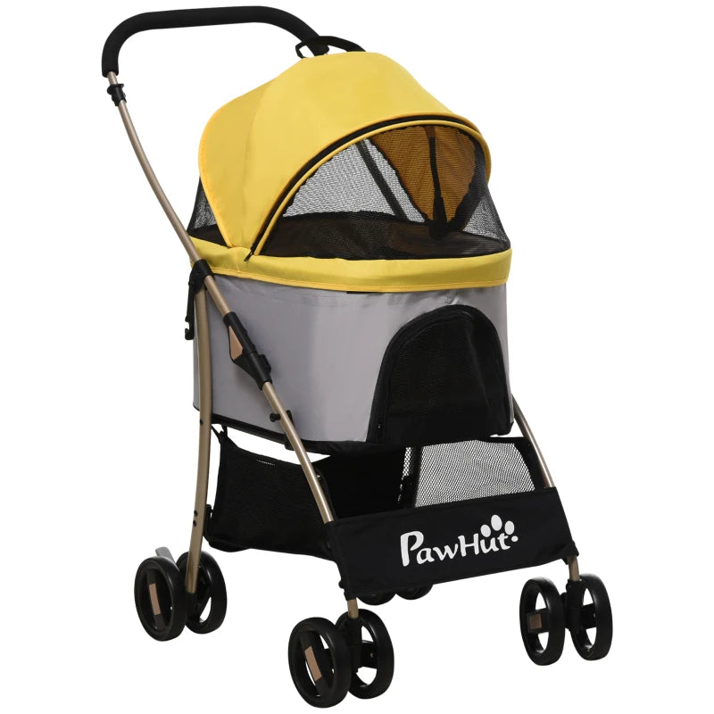 Yellow 3-in-1 Detachable Pet Stroller for Extra Small and Small Dogs