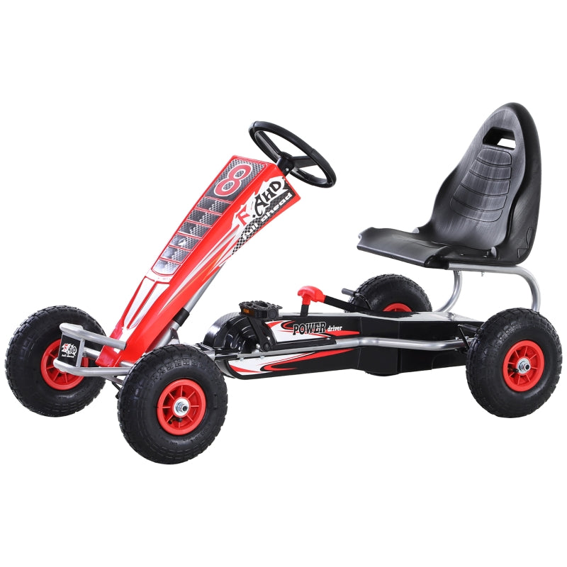 Red Pedal Go Kart with Adjustable Seat and Handbrake